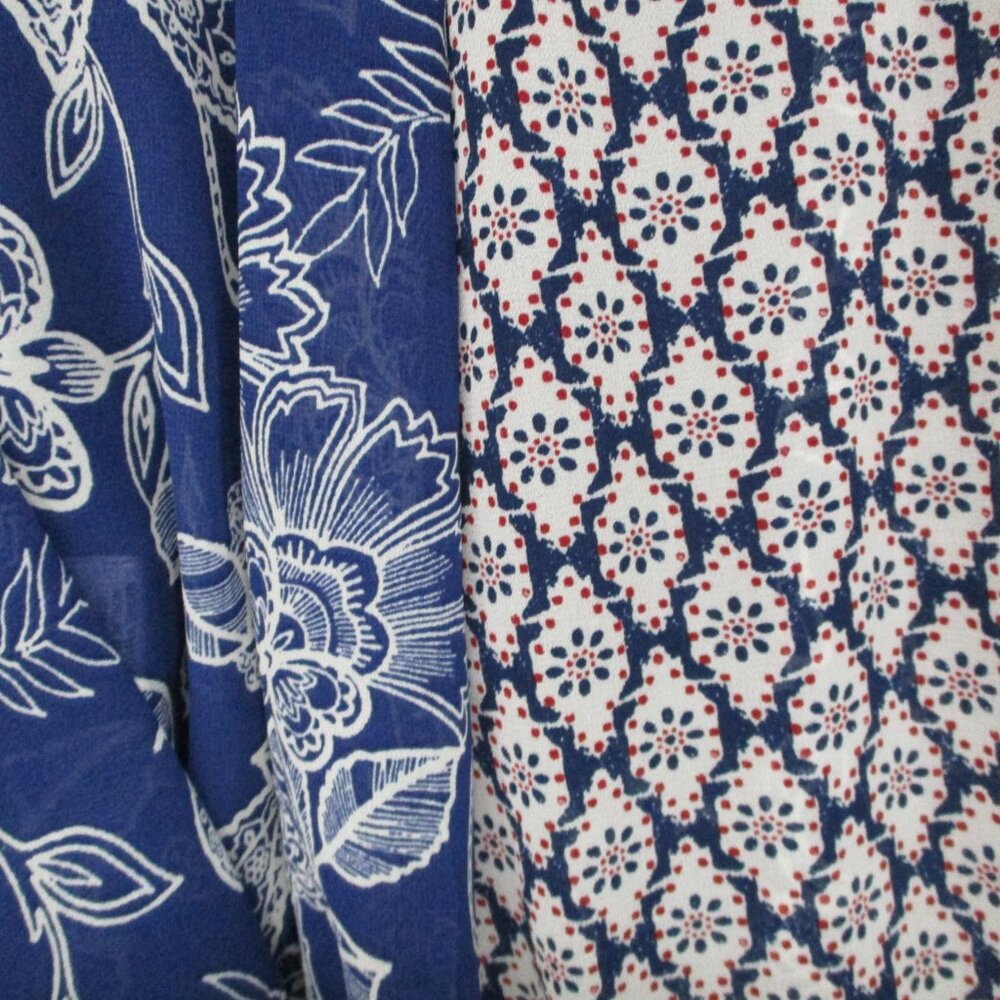 Roz & Ali Floral Semi-Sheer BOHO Midi Skirt Fairy Blue & White Women Size | 10 - Picture 12 of 15